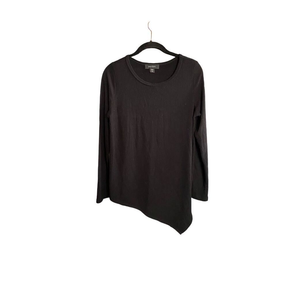 Karen Kane women’s black knit, asymmetrical, long sleeve sweater, size medium ￼